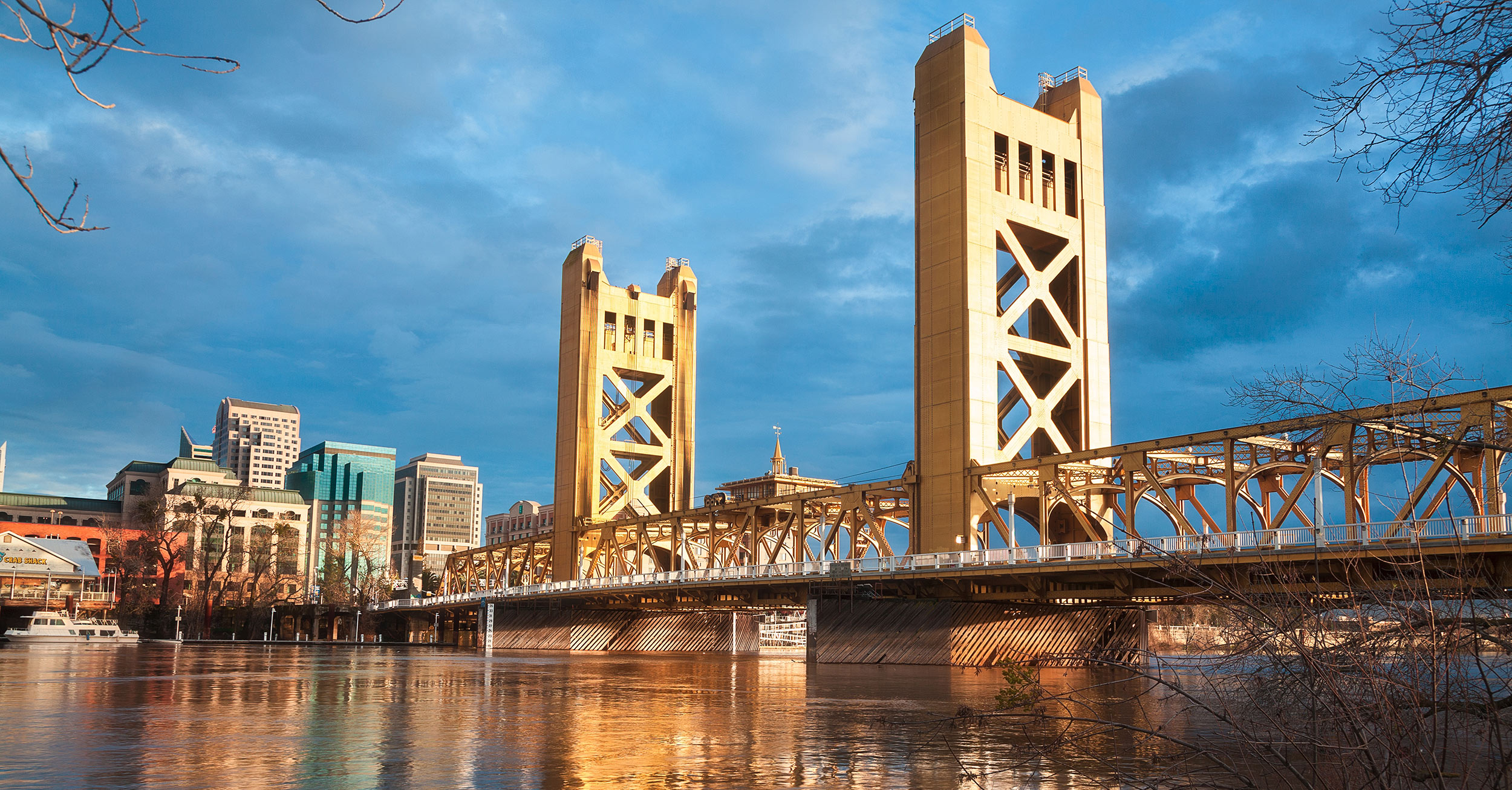 Sacramento, CA Cityscape with Gold Bridge