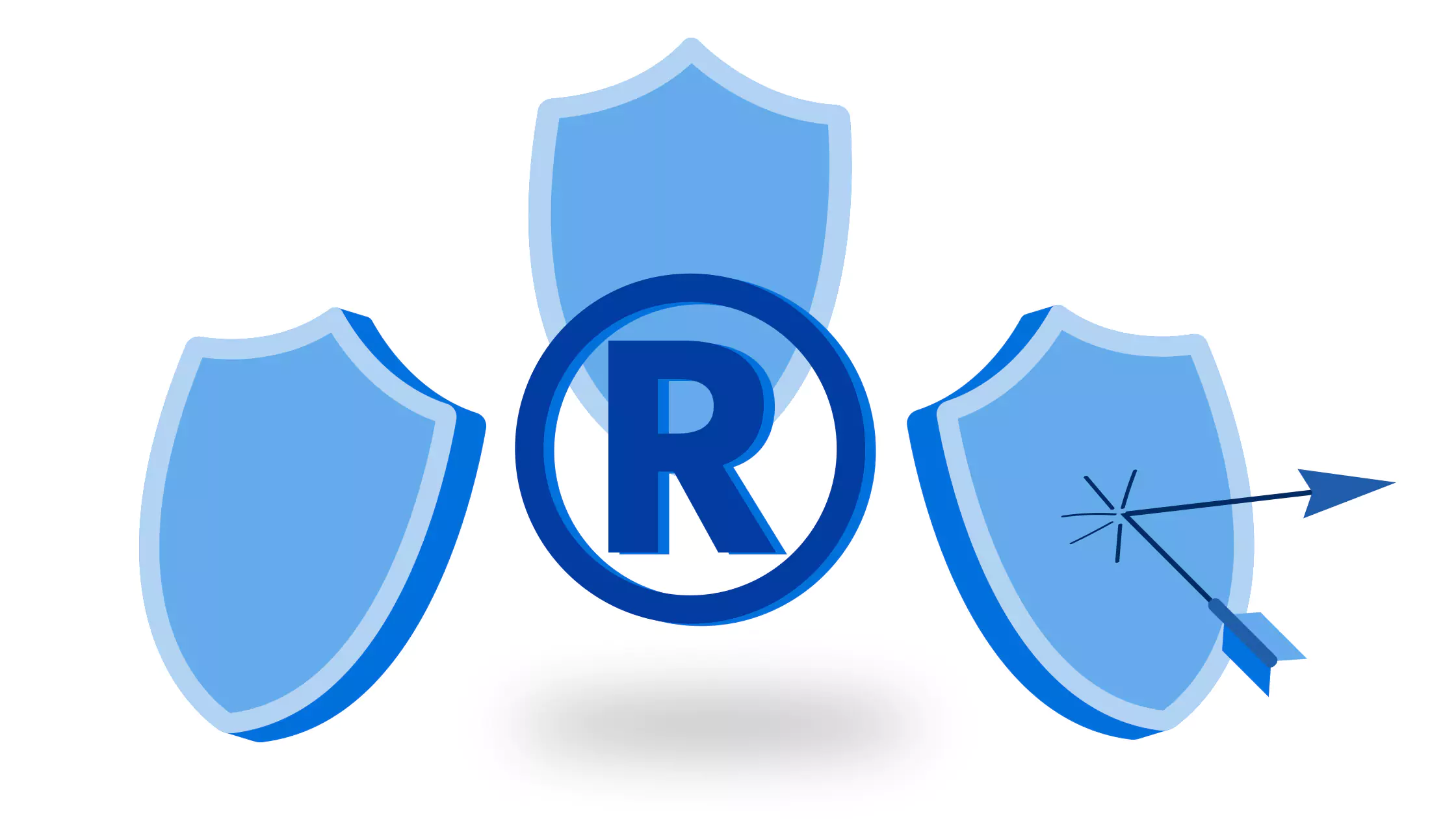 3 shields surrounding a trademark registration symbol