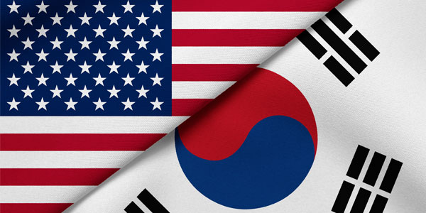 US Flag and South Korean Flag
