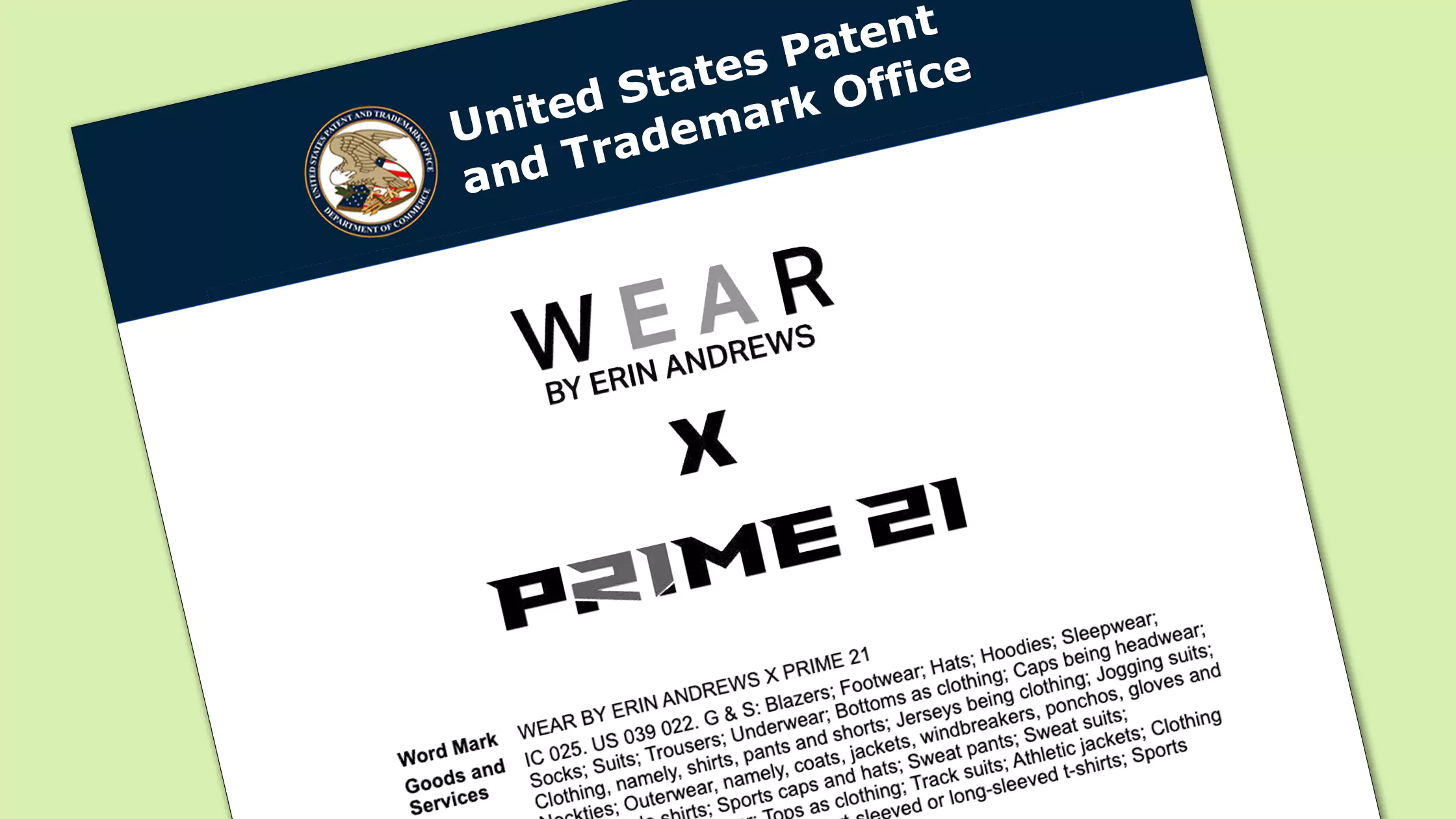 Deion Sanders and Erin Andrews joint trademark application