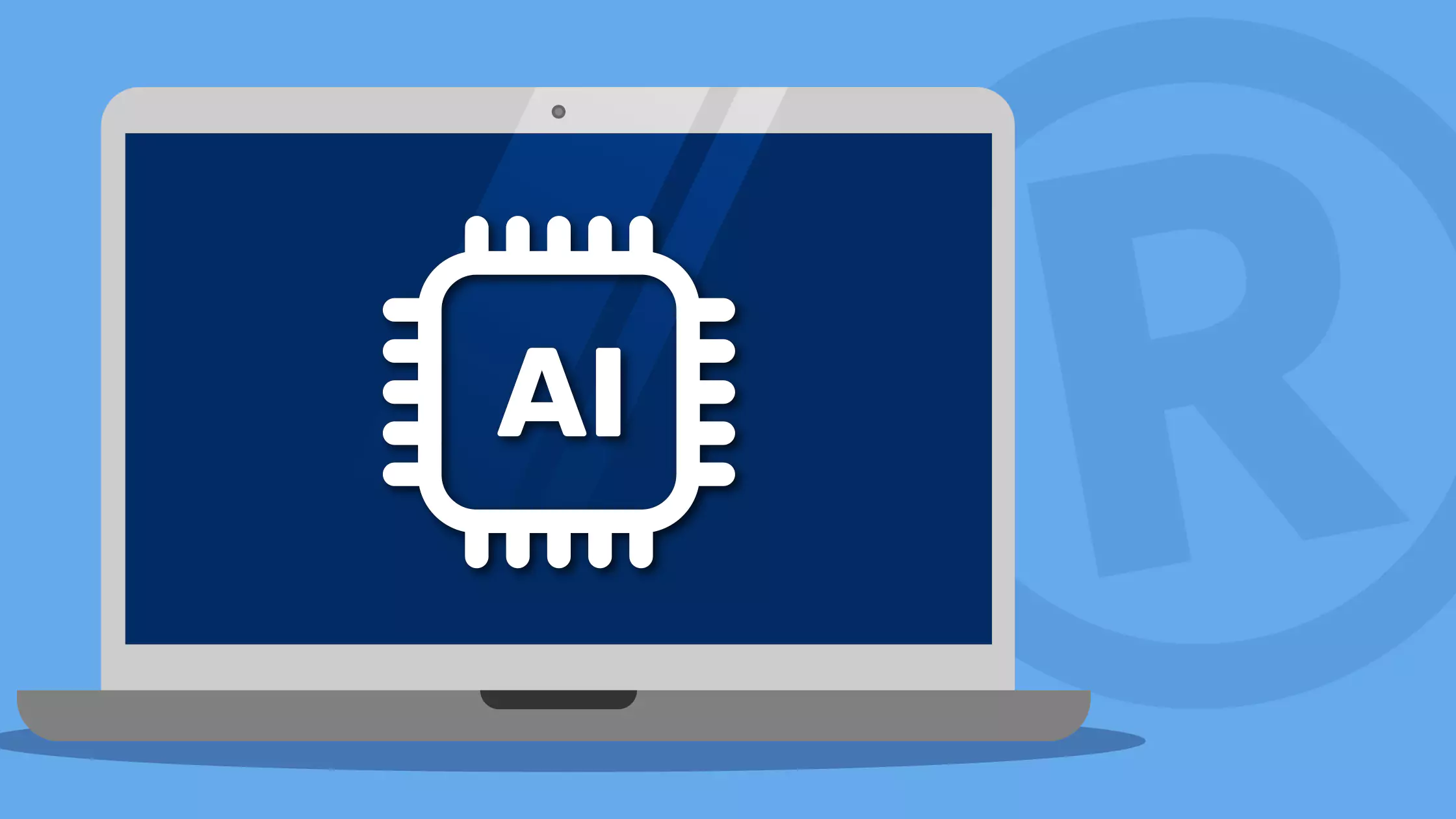 laptop with an AI logo on it