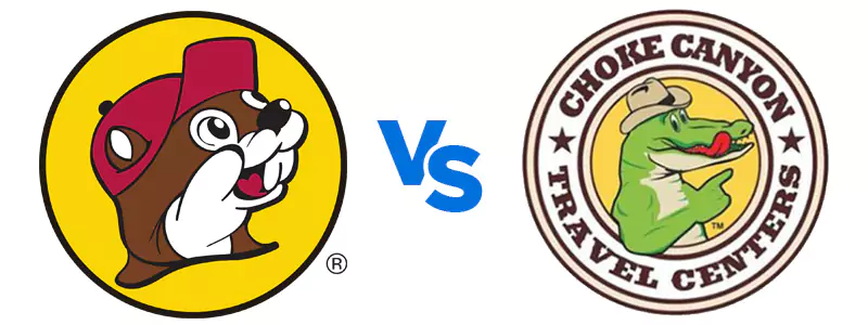 Buc-ee's Beaver logo vs Choke Canyon Alligator logo